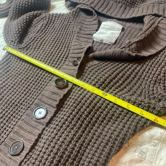 aeropostale y2k brown fairy grunge hooded button up knit cardigan size large - Picture 3 of 6